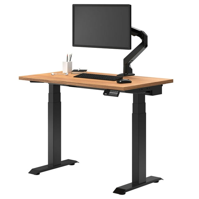 Desky Bureau Assis-Debout Double Mini - Chêne Prime / 36 x 20 Pouces / Noir Mat