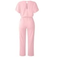 thumbnail image 6 of CEHVOM Women's Casual Loose Short Sleeve Belted Wide Leg Pant Romper Jumpsuits Petite, 6 of 6