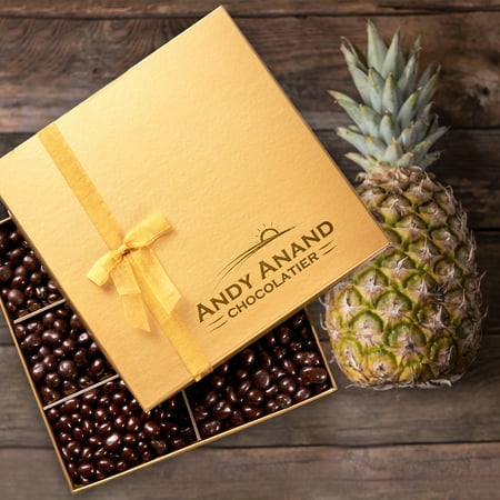 Chocolate Flower Farm - Andy Anand’s Chocolates- Freshly Farmed Pineapples Covered In Brazilian Rich Dark Chocolate, Greeting Card Comes in Gift Basket, Natural and Properly certified (Made from Natural Ingredients)