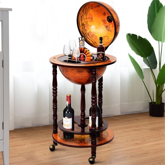 Carrito de Bar Globo minibar botellero Vintage Costway