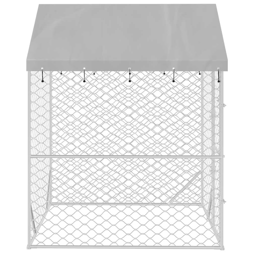 vidaXL Outdoor Dog Kennel Silver Galvanized steel, Polyethylene