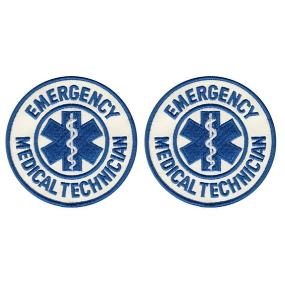 2 Pack - EMERGENCY MEDICAL SERVICES Shoulder Patch, Reflective, Reflective, 3-1/2 Circle
