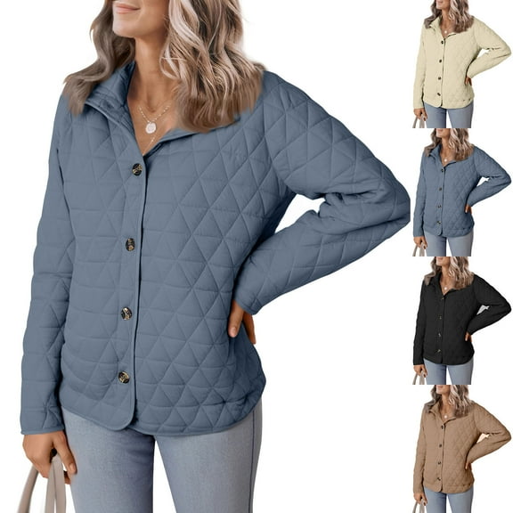 Fall Saving! Kctiaxy Black Jackets for Women Long Sleeve Turn-Down Collar Lightweight Jacket Solid Color Button Up Causal Fashion Loose Jacket Coat