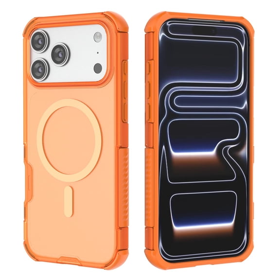 Dteck for iPhone 17 Pro Max Case, Shockproof, Compatible with MagSafe, Slim Fit Matte Translucent Cover,Orange