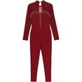 thumbnail image 5 of YONGHS Women Gymnastics Unitard Long Sleeve One Piece Ballet Dance Bodysuit Leotard Skating Jumpsuit Burgundy M, 5 of 7