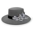 thumbnail image 3 of Beach Hats for Women Unisex Retro Floral Jewelry Style Wide Brim Party Hat Grey One Size, 3 of 7