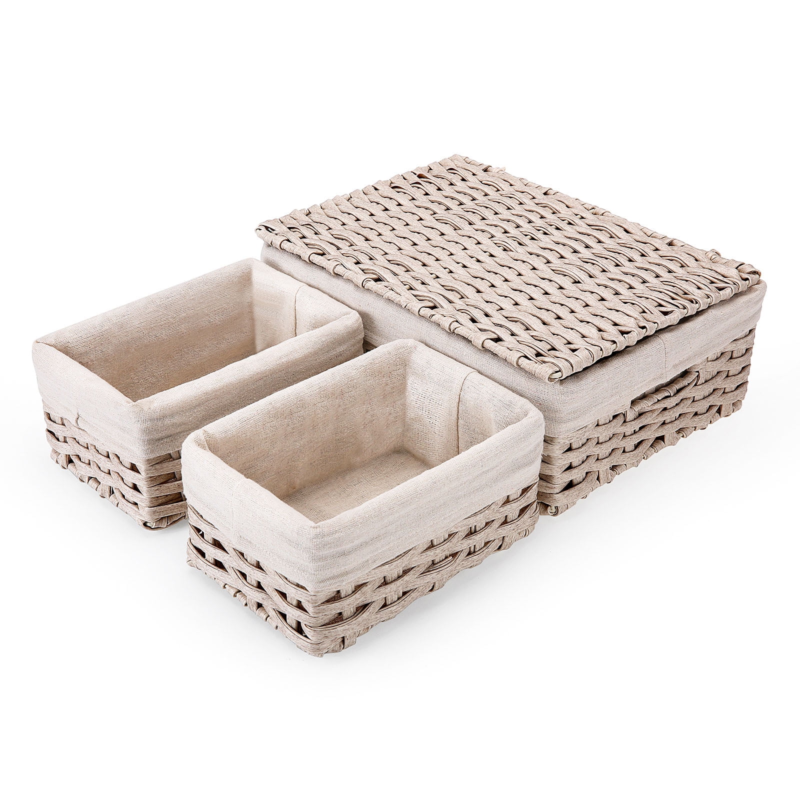 Farmlyn Creek 3-pack 9 Inch Square Wicker Storage Baskets With