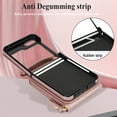 thumbnail image 3 of ELEHOLD Case for Samsung Galaxy Z Flip7, Fashionable Zipper Leather Wallet Phone Case with Shoulder & Wrist Strap,Rosegold, 3 of 7
