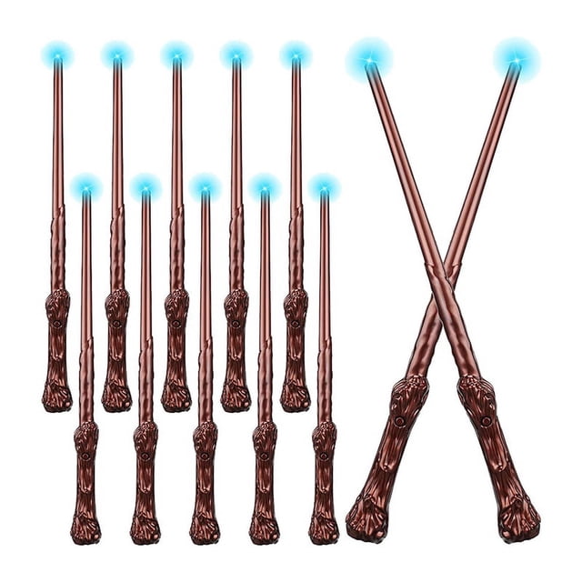 10 Piezas de Varitas MáGicas Iluminadas con Sonido, Varita de Juguete Iluminadora, Varita de para NiñOs, Regalos, Disfraz de Fiesta de Cosplay (MarróN)
