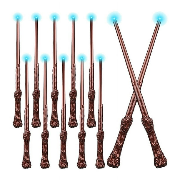 10 Piezas de Varitas MáGicas Iluminadas con Sonido, Varita de Juguete Iluminadora, Varita de para NiñOs, Regalos, Disfraz de Fiesta de Cosplay (MarróN)