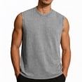 thumbnail image 2 of Domuza Sleeveless Shirts for Men Cotton Workout Tank Tops Muscle Cut Off Shirt Summer Beach Casual Oversized Washed Tee Gray S, 2 of 6