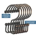 thumbnail image 3 of 24pk Shower Curtain Hooks Rings, Rustproof Metal Glide Shower Hook, Double Hooks for Bathroom Shower Rod Curtain, Plated Bronze Finish, 3 of 5