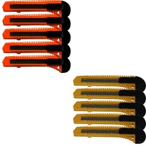 10 Safety Box Cutter Utility Knife Retractable Snap Off Razor Blade Orange Yello