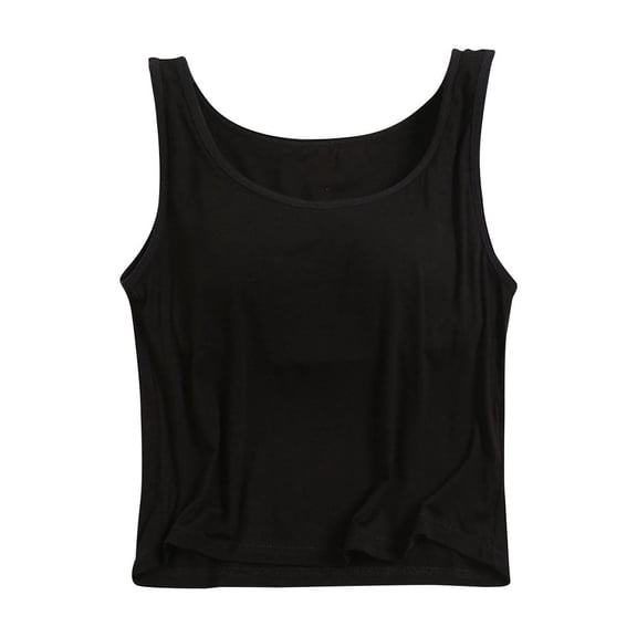 Hrsba Pajama Sleeveless Tops for Women,Ladies Short Solid Color Lyocell Padded Adjustable Strap Outerwear Loungewear Tank Style Sleep Top