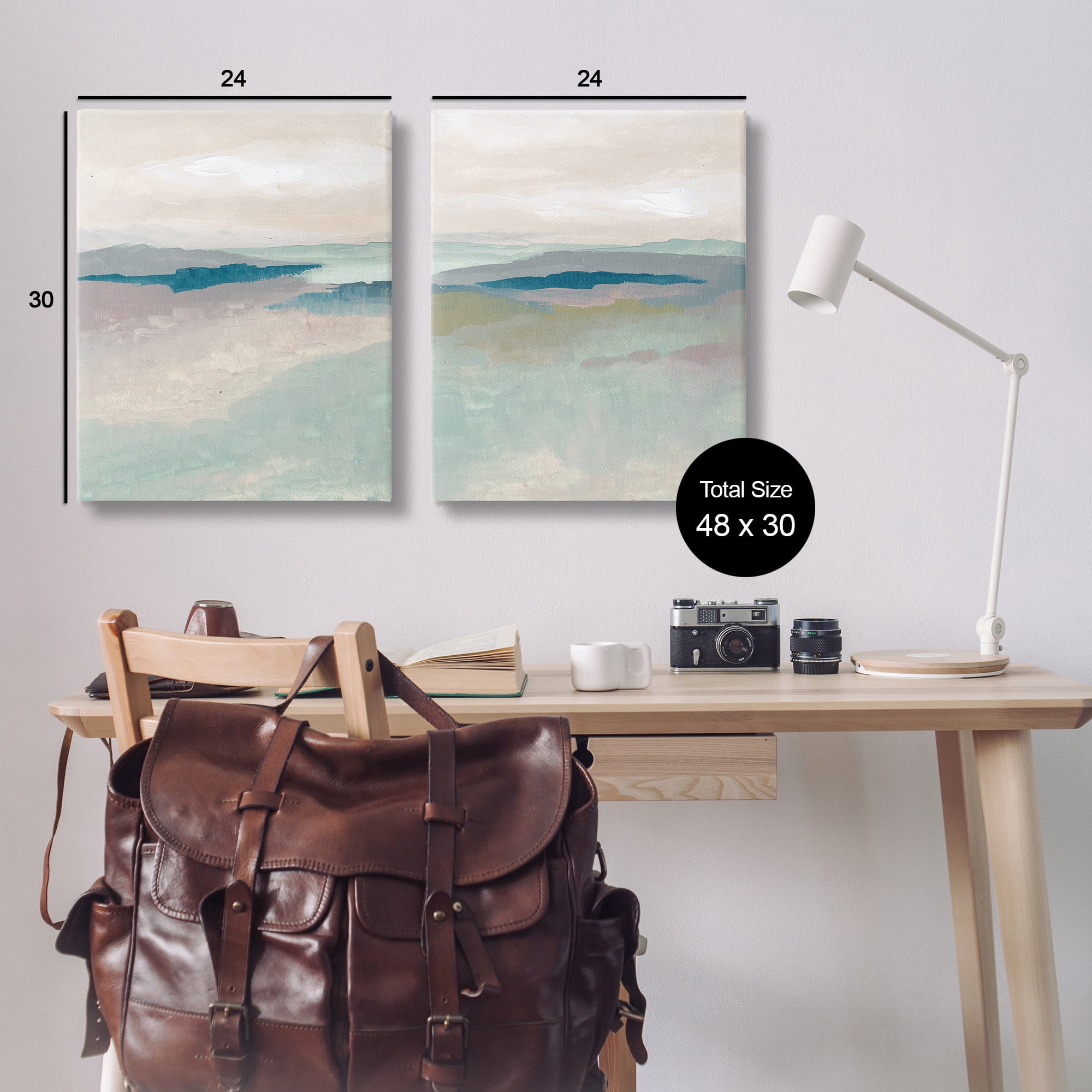 Stupell Industries Soft Abstract Terrain Landscape Painting Gallery Wrapped Canvas Art Print Wall Art, 24 x 30, Set of 2
