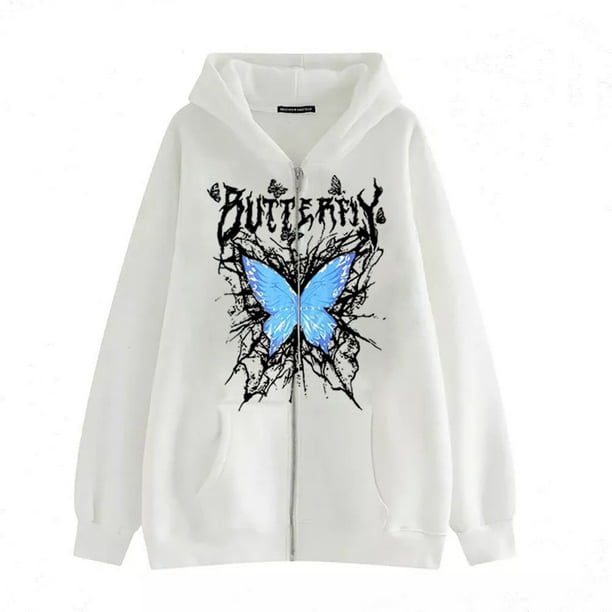TRKIYQC Sudadera con Capucha para Mujer, Sudadera con Estampado de Mariposa con Capucha de Manga Larga Cool Street Casual Tops Outwear TRKIYQC moda