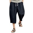 thumbnail image 2 of PBNBP Linen Pants,Mens Baggy Linen Capri Pants Casual Harem Summer Relaxed Elastic Waist Below Knee Long Shorts with 4 Pockets, 2 of 5