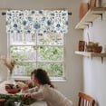 thumbnail image 6 of nqOlkjepod Spring Flower Farmhouse Short Window Curtain Valances, Blue Watercolor Plant Plant Leaf Branch Rod Pocket Kitchen Valances for Living Room Bedroom Bathroom Cafe, 1 Panel - 42" x 18", 6 of 8