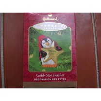 Hallmark Keepsake Christmas Ornament ; Gold Star Teacher Penguin 2000 QX6951