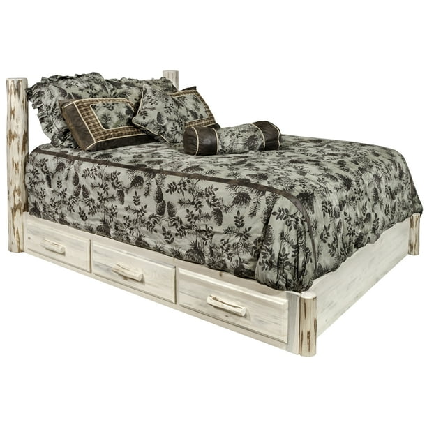 Montana Collection King Platform Bed w/ Storage, Clear Lacquer Finish