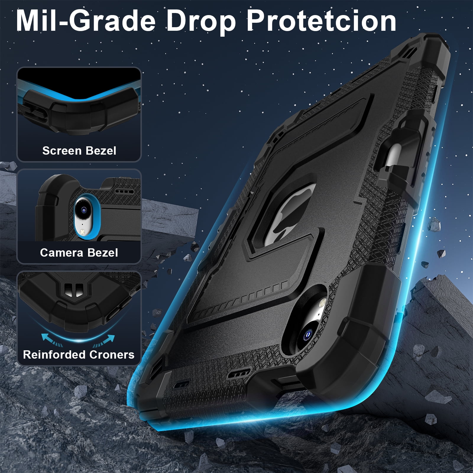 Dteck Case for iPad Mini 7 (A17 Pro) 2024 / Mini 6 2021 8.3 inch,Heavy Duty Kickstand Case with Shoulder Strap Shockproof Rugged Cover Built-in Pencil Holder for Pad Mini 7th/6th Gen 8.3" ,Black