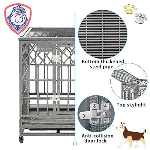 SMONTER Heavy Duty Dog Crate Y Shape Strong Metal Kennel for Large Dogs