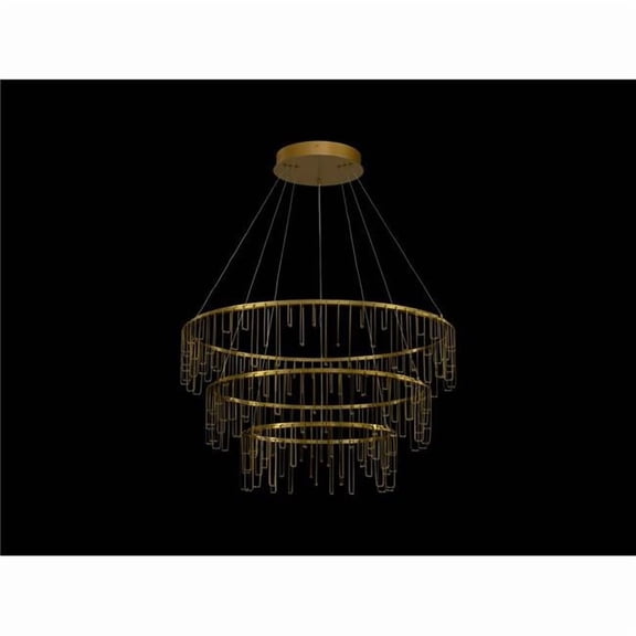 Golden Lighting 5461-32-26-18 SSG Lucerna 3-Tier LED Chandelier in Stainless Steel Gold