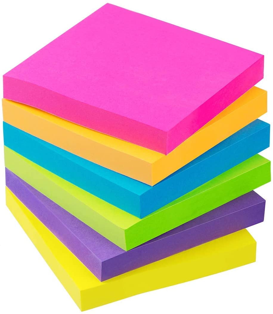 Sticky Notes 3x3 SelfStick Notes 6 Bright Multi Colors Purple Sticky
