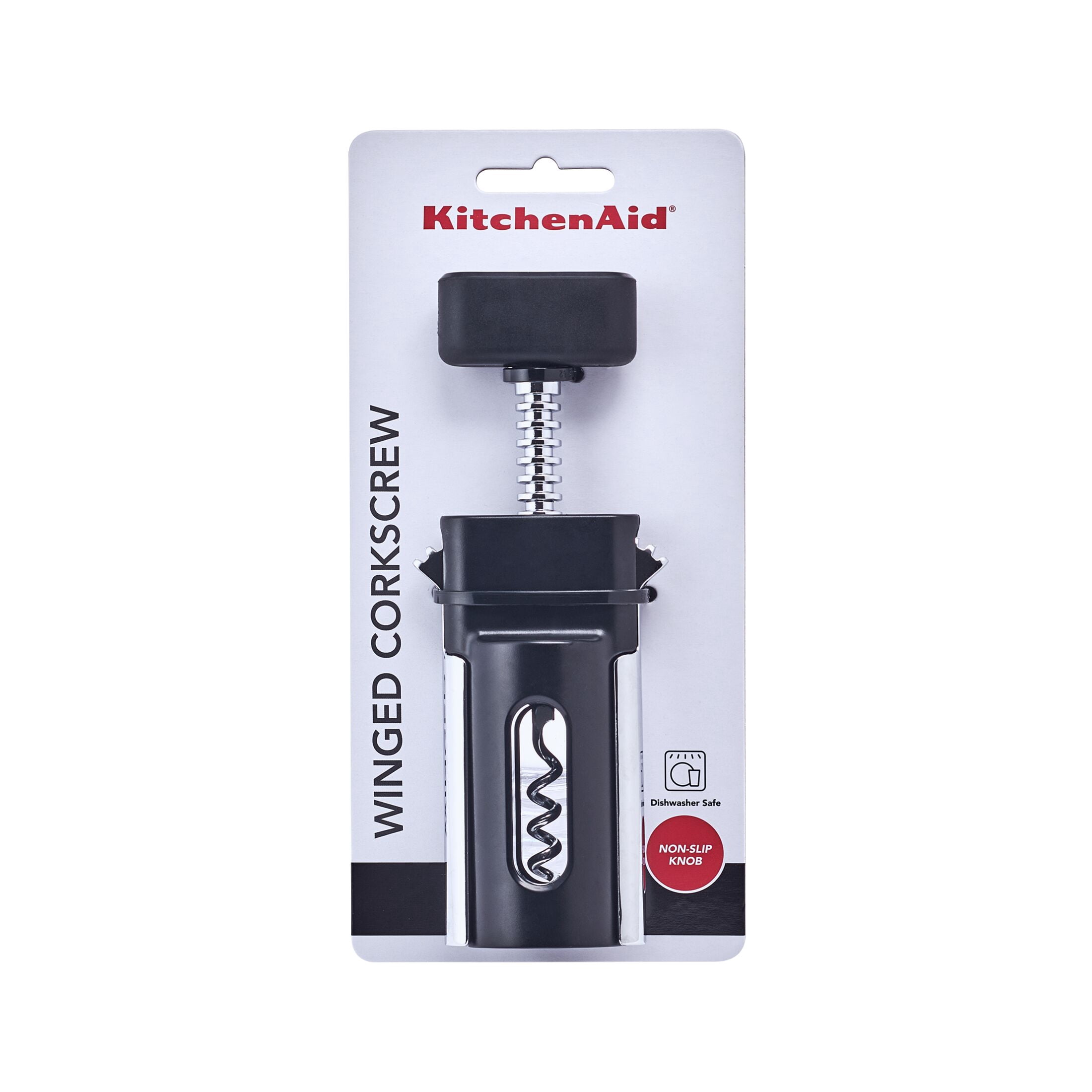 KitchenAid Heavy Duty Corkscrew Wine Bottle Opener with Soft Grip, Black