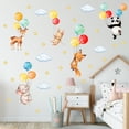 thumbnail image 1 of Pegatinas de pared de animales de dibujos animados, calcomanías de pared con globos de colores, pegatinas de acuarela para habitación de bebé, adorables pegatinas de animales panda, elefante, zorro,, 1 of 1
