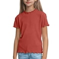 thumbnail image 3 of BOVXNPU Girls Short Sleeve T-Shirts Solid Ruffled Short Sleeve Round Neck Breathable Tee Girls Summer Tops, 3 of 6