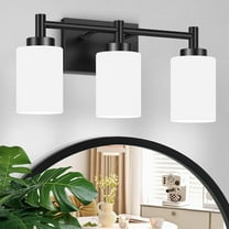 Licperron 3-Light Bathroom Vanity Lights with Milky White Glass Shades