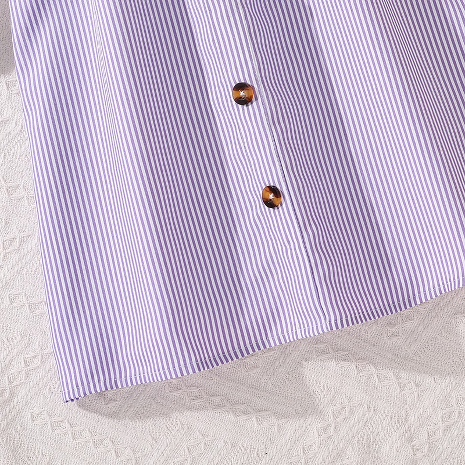 Robe D'été Pour Fille Sans Manches - Ligne A, Boutonnée, Ourlet Volants, Rayures, Légère Et Décontractée - 12