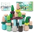 thumbnail image 1 of Bloques de construcción de rocas apilables de madera YHHYTOY, 40 unidades, 1 of 6