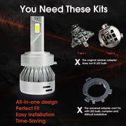 Lasfit H7 LED Headlight Bulbs Custom for Kia Hyundai Mitsubishi with Retainer Adapter Super Bright 60W 6000LM 6000K White (2Pcs)