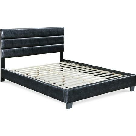 Click Decor - Hudson Faux Leather 62.8" Queen Platform Bed - Black