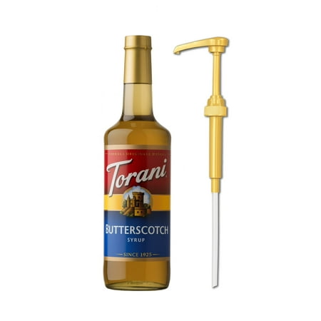 Torani Butterscotch Syrup  750mL (25.4 fl oz) Glass Bottle + Gold Pump
