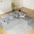 thumbnail image 5 of Wiilayok 110" L-Shape Cloud Sectional Couch with Oversized Chaise,Modern Modular Sofa with Cup Holder and Side Pouch,Comfy Boneless Upholstered Couches for Living Room,Light Grey, 5 of 8