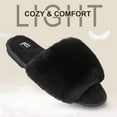 thumbnail image 5 of LongBay Women's Fuzzy Faux Fur Memory Foam Cozy Flat Spa Slide Slippers Comfy Open Toe Slip On House Shoes Sandals, 5 of 6