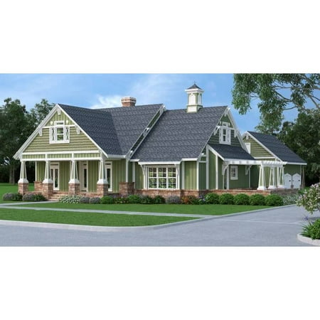 TheHouseDesigners-9358 Construction-Ready Craftsman Farm House Plan with Crawl Space Foundation (5 Printed