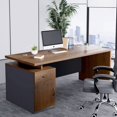 thumbnail image 2 of Modern Wooden Office Desk Executive Workstation Aesthetic Luxury Standing Office Desk Computer Boss Escritorios Furniture SR50OD My Lux Decor Round, 2 of 26