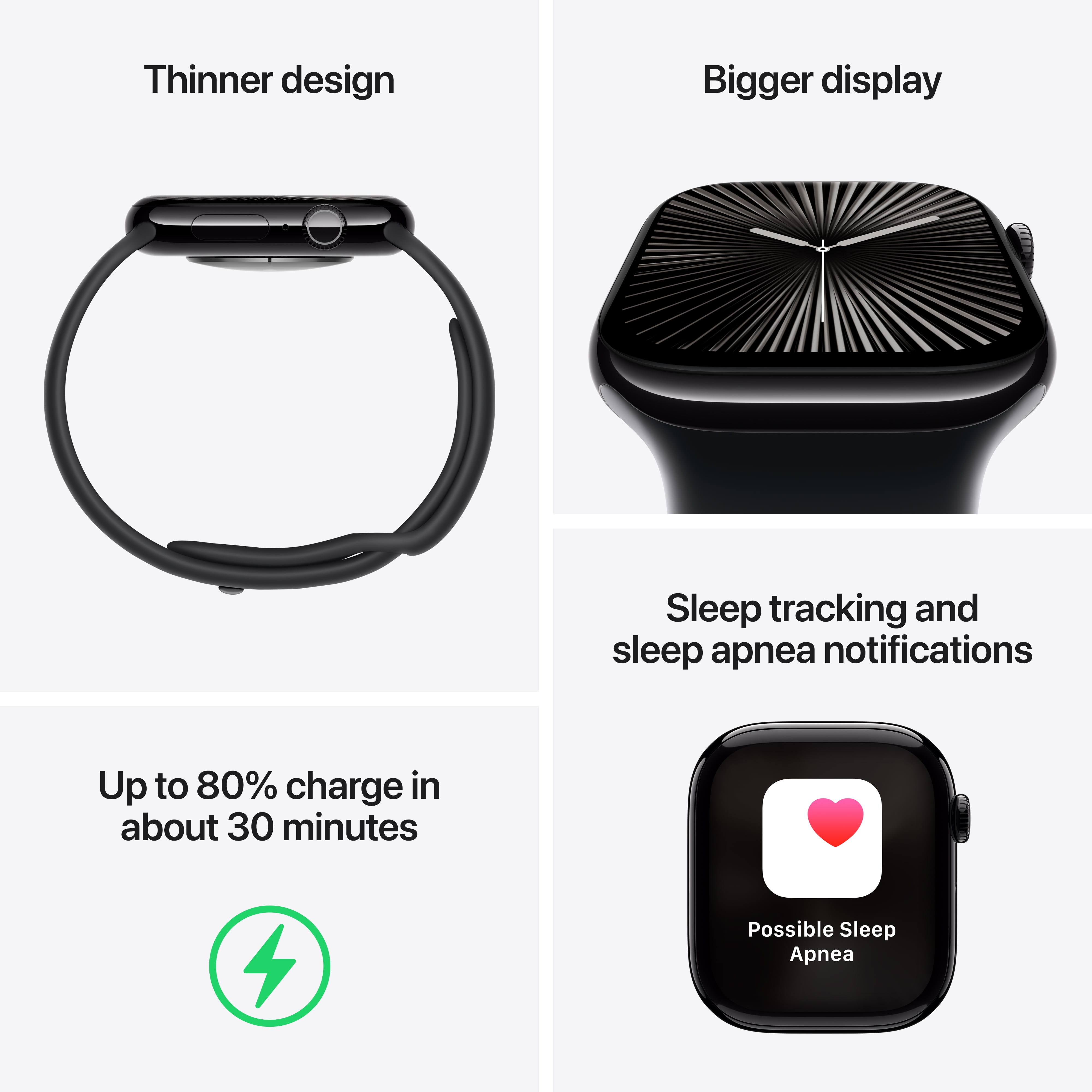Apple Watch Series 10 GPS 46mm Jet Black Aluminum Case with Ink Sport Loop (Limit of 3 per order and 1 order per household), Watch Series 10