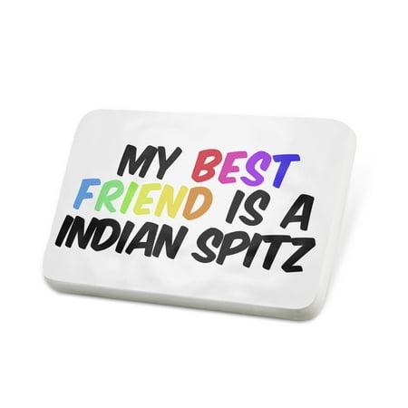 Porcelein Pin My best Friend a Indian Spitz Dog from India Lapel Badge –