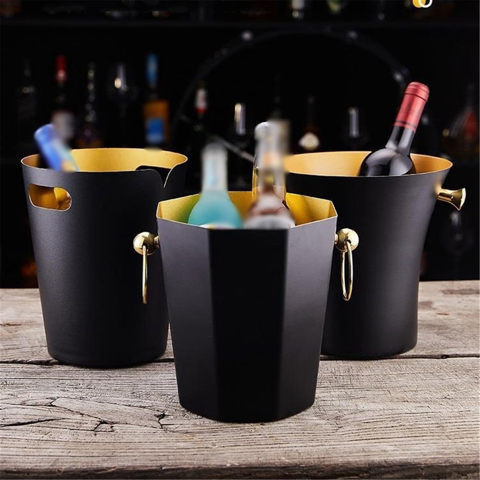 Stainless Steel Thick Ice Bucket With Handle For Parties, Beverage Cooler For Beer, Wine, Soda, Bottled Water