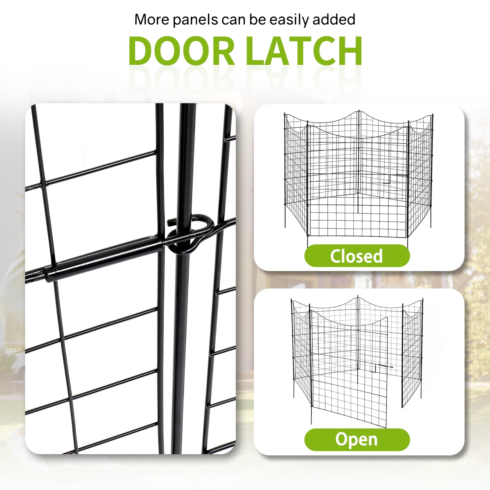 5-Panel Metal Decorative Garden Fence with Gate, Rustproof & Weather Resistant, No-Dig Installation, for Flower Beds, Lawns, Patios, Pet Barrier, 4 Panels 36"(L)×39"(H)+1 Gate
