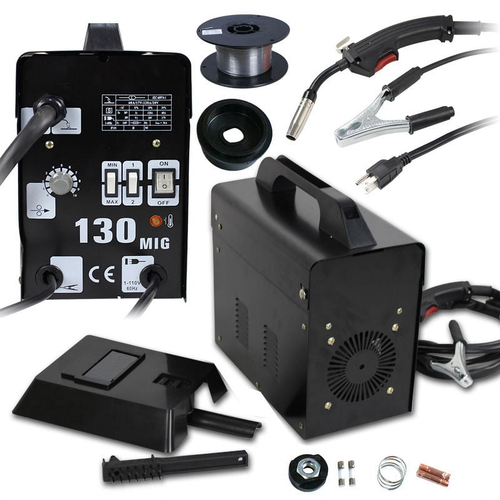 Zeny MIG 130 Gas Less Flux Core Wire Automatic Feed Welding Machine W/ Mask