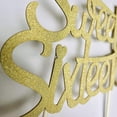 thumbnail image 4 of 16th Birthday Cake Topper - SWEET SIXTEEN - 7" x 4.5" Double Sided Champagne Gold Glitter Cardstock - Perfect Touch for Your BDay Decorations - Food-Safe & Eco-Friendly Stand by Merry Expressions, 4 of 9