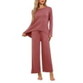 thumbnail image 2 of INSPIRE CHIC Womens Lounge Sets Long Sleeve and Pants Jogger Sets 2 Piece Pjs Loose Sleepwear Loungewear L Red, 2 of 6