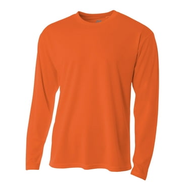 A4 Long Sleeve Birds-Eye Mesh Crew For Men in Athletic Orange N3253
