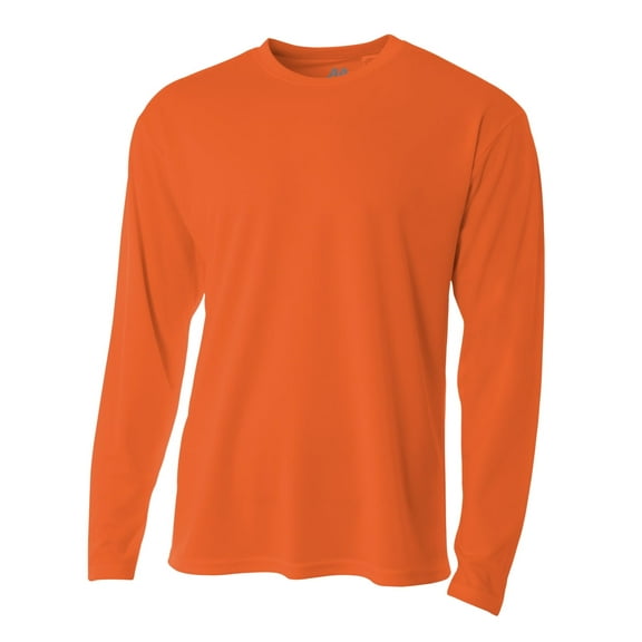 A4 Long Sleeve Birds-Eye Mesh Crew For Men in Athletic Orange N3253